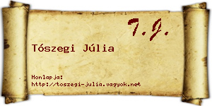 Tószegi Júlia névjegykártya